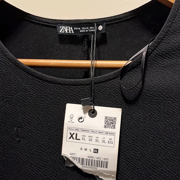 NWT Zara Black Sleeveless Midi Shoulder Pad Dress a196 - Picture 2 of 4